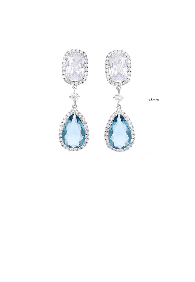 Fashion Brilliant Light Blue Water Drop Geometric Earrings with Cubic Zirconia - Luxurious Look