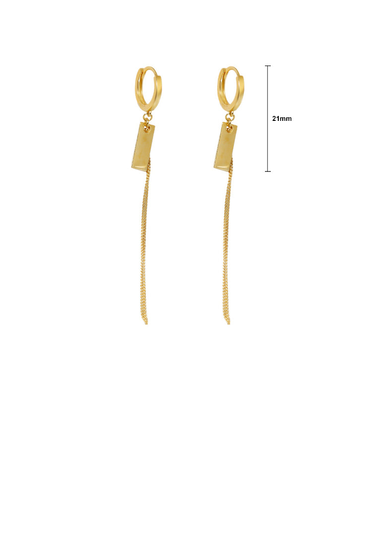 925 Sterling Silver Plated Gold Simple and Fashion Geometric Rectangular Tassel Earrings