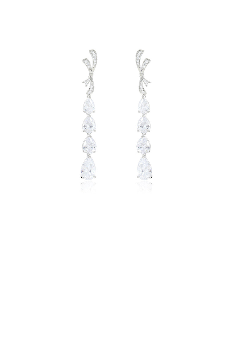 Simple Elegant Ribbon Water Drop-shaped Tassel Earrings with Cubic Zirconia - Luxurious Look