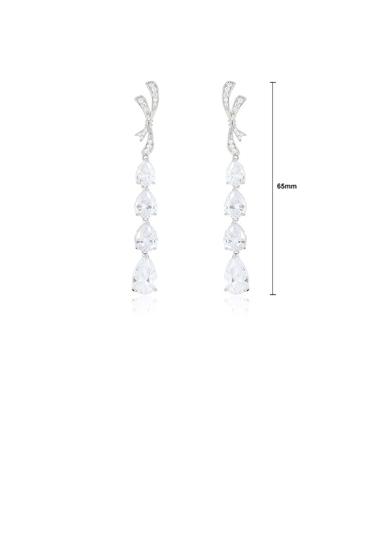 Simple Elegant Ribbon Water Drop-shaped Tassel Earrings with Cubic Zirconia - Luxurious Look