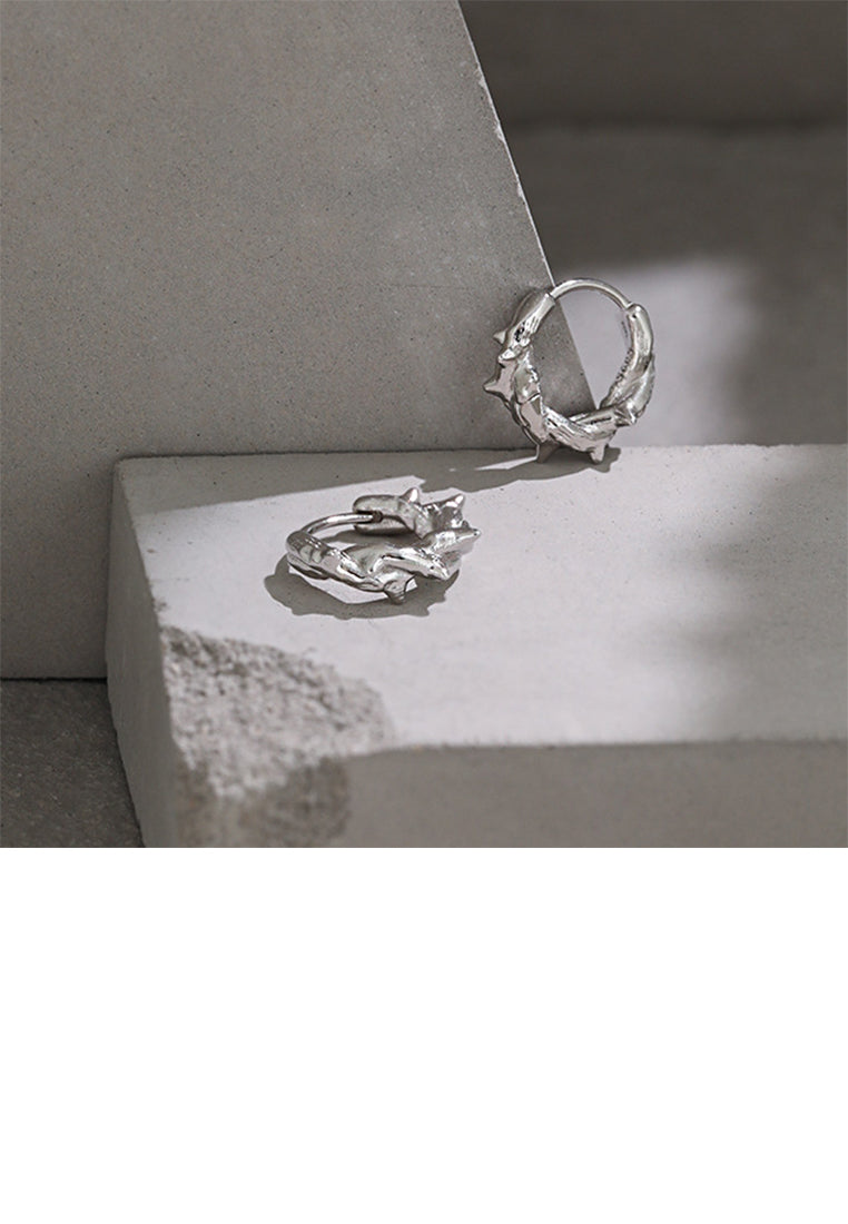 925 Sterling Silver Fashion Personality Irregular Willow Stud Geometric Stud Earrings