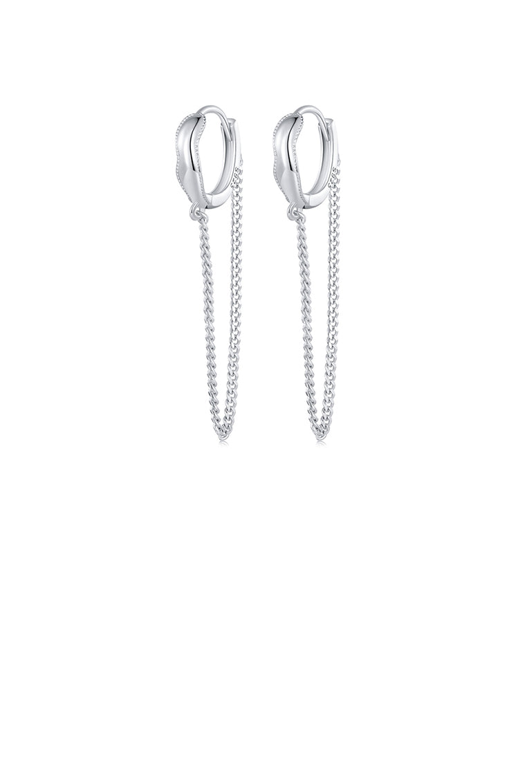 925 Sterling Silver Simple Personalized Ripple Geometric Tassel Earrings