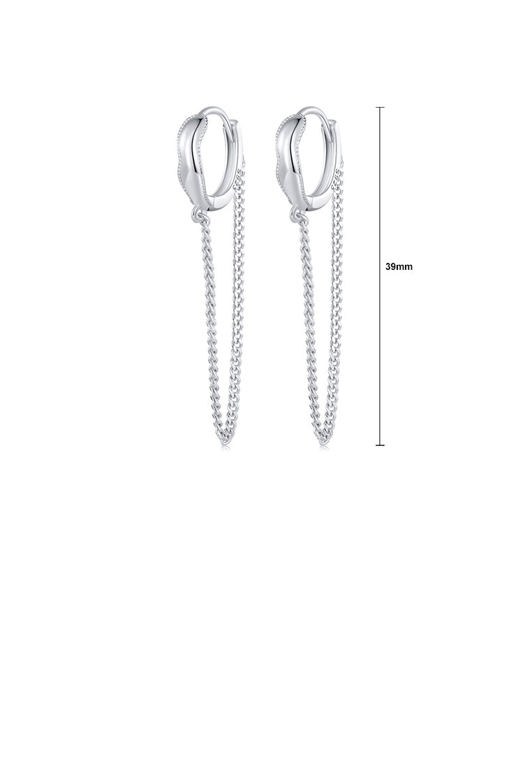 925 Sterling Silver Simple Personalized Ripple Geometric Tassel Earrings