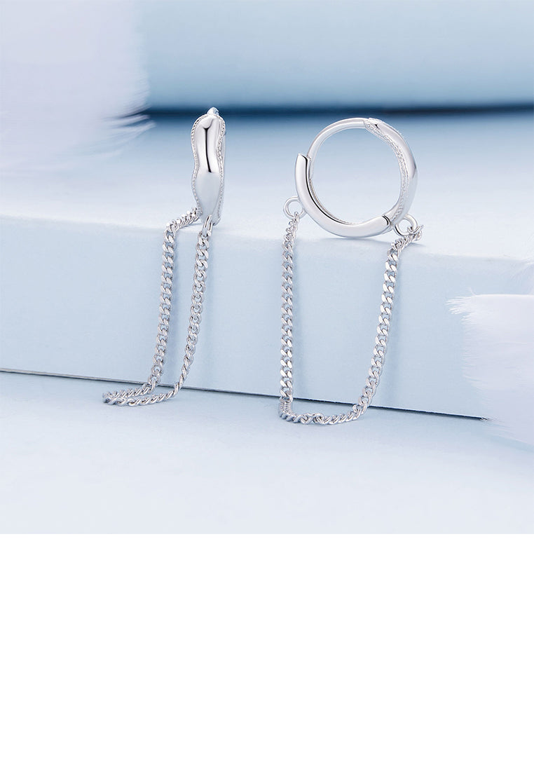 925 Sterling Silver Simple Personalized Ripple Geometric Tassel Earrings