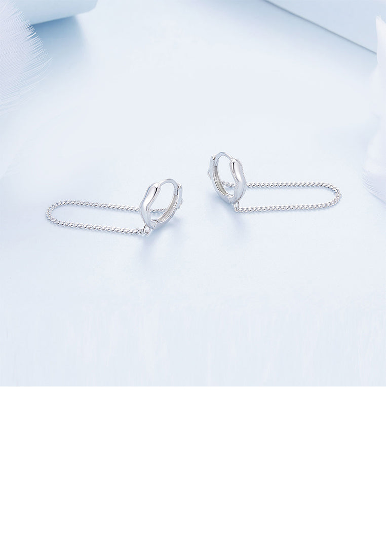 925 Sterling Silver Simple Personalized Ripple Geometric Tassel Earrings