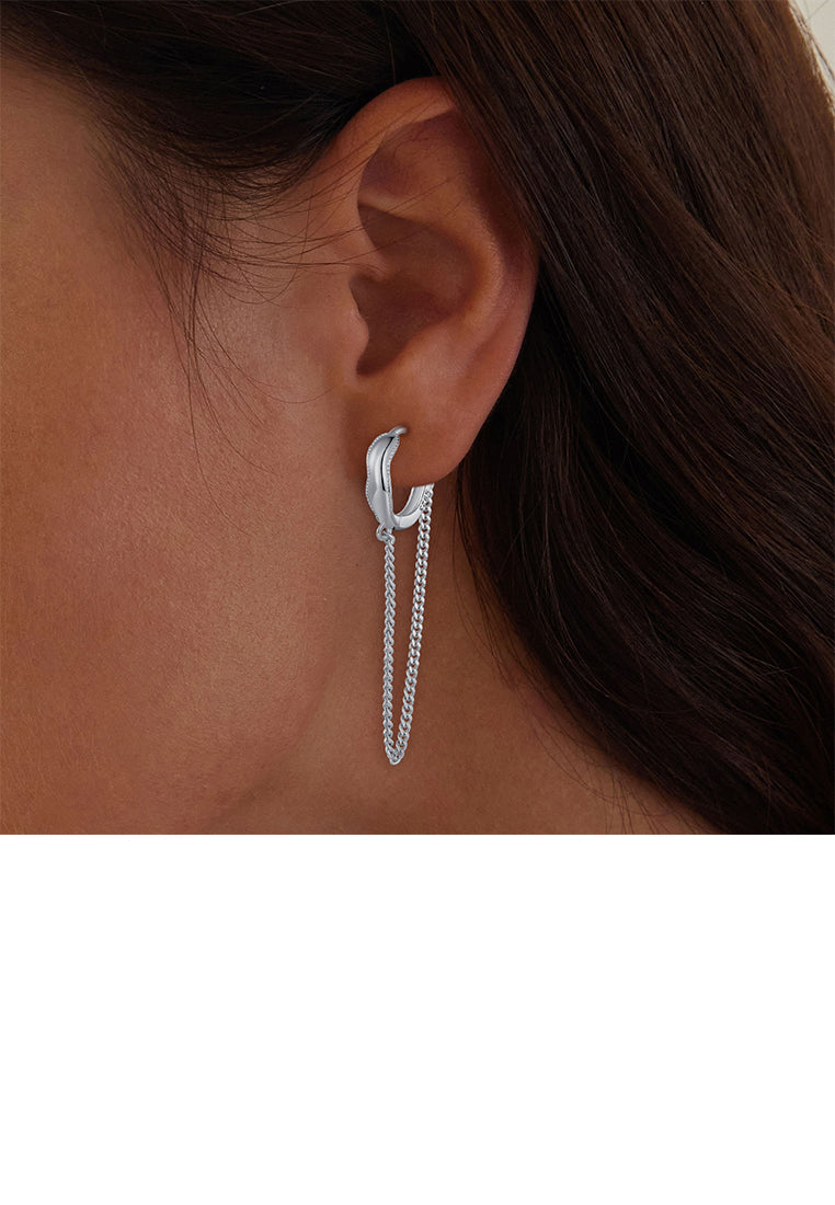 925 Sterling Silver Simple Personalized Ripple Geometric Tassel Earrings