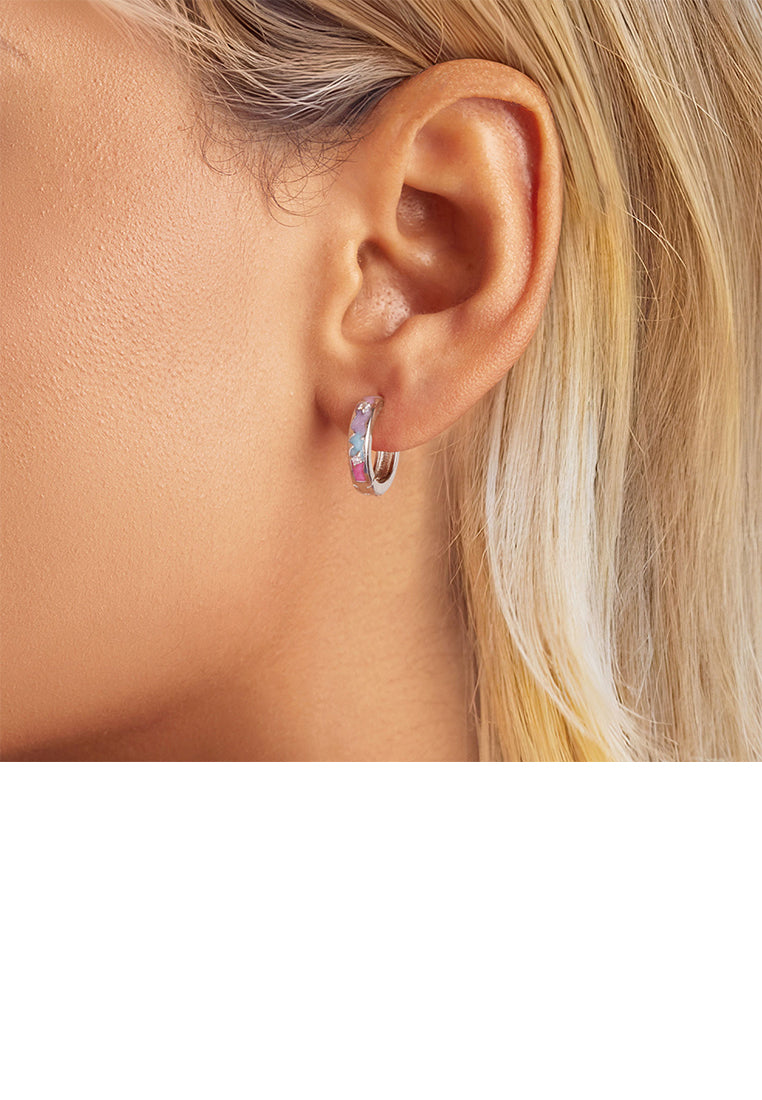 925 Sterling Silver Simple Fashion Star Enamel Geometric Earrings with Cubic Zirconia - Luxurious Look