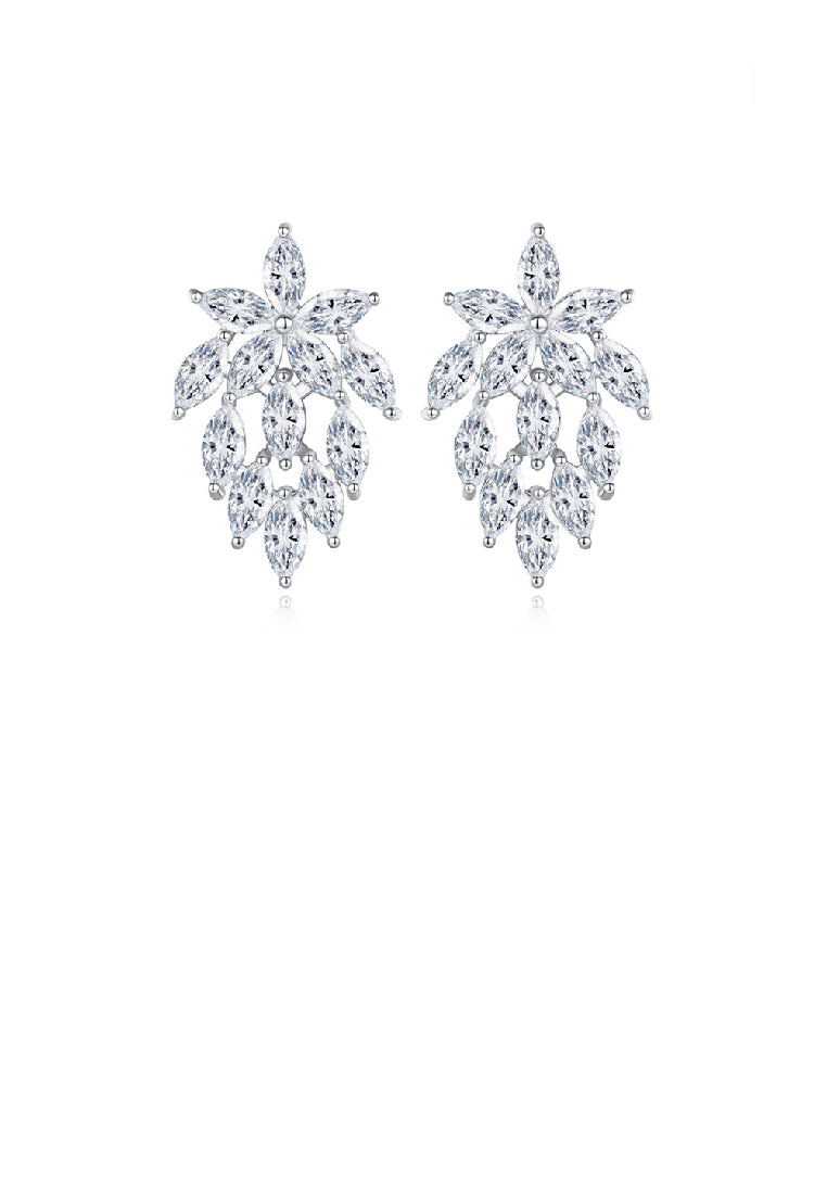 Fashion Temperament Leaf Earrings with Cubic Zirconia - Luxurious Look