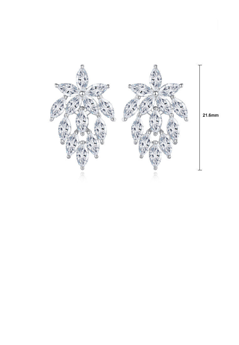 Fashion Temperament Leaf Earrings with Cubic Zirconia - Luxurious Look