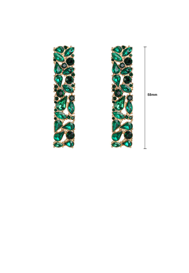 Fashion and Simple Plated Gold Geometric Strip Earrings with Green Cubic Zirconia - Luxurious Look