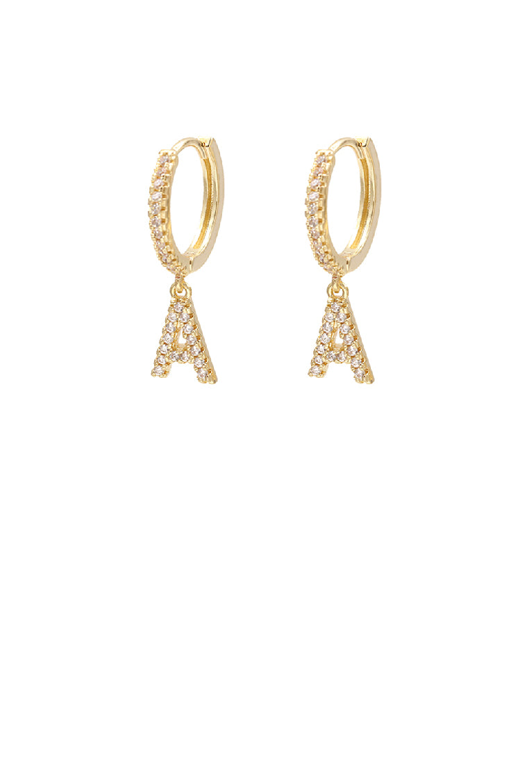 Fashion Simple Plated Gold Alphabet A Geometric Earrings with Cubic Zirconia - Luxurious Look