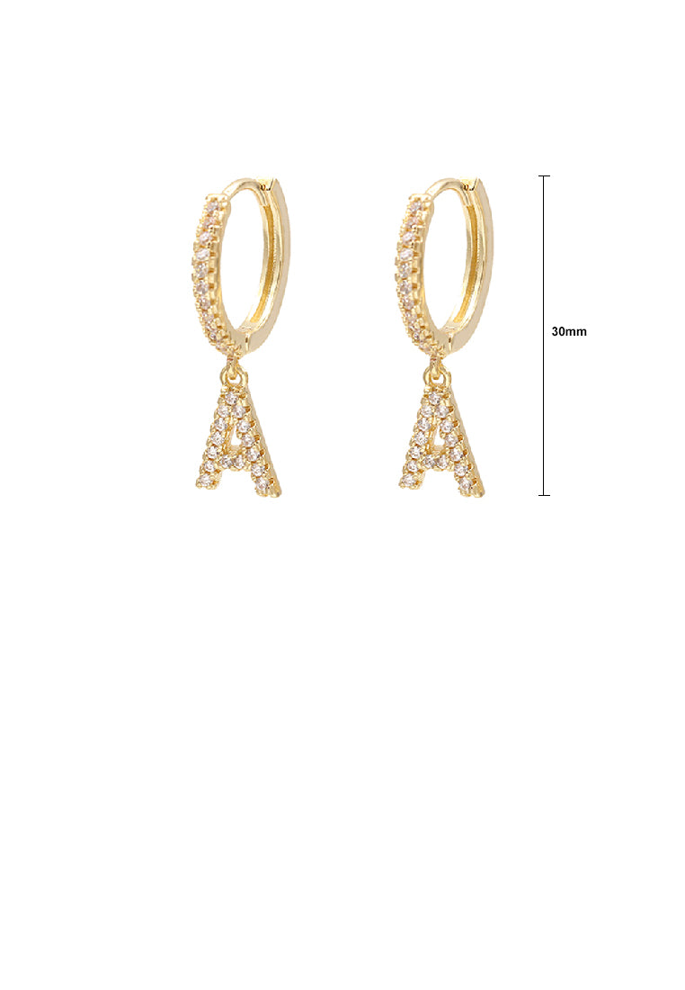 Fashion Simple Plated Gold Alphabet A Geometric Earrings with Cubic Zirconia - Luxurious Look