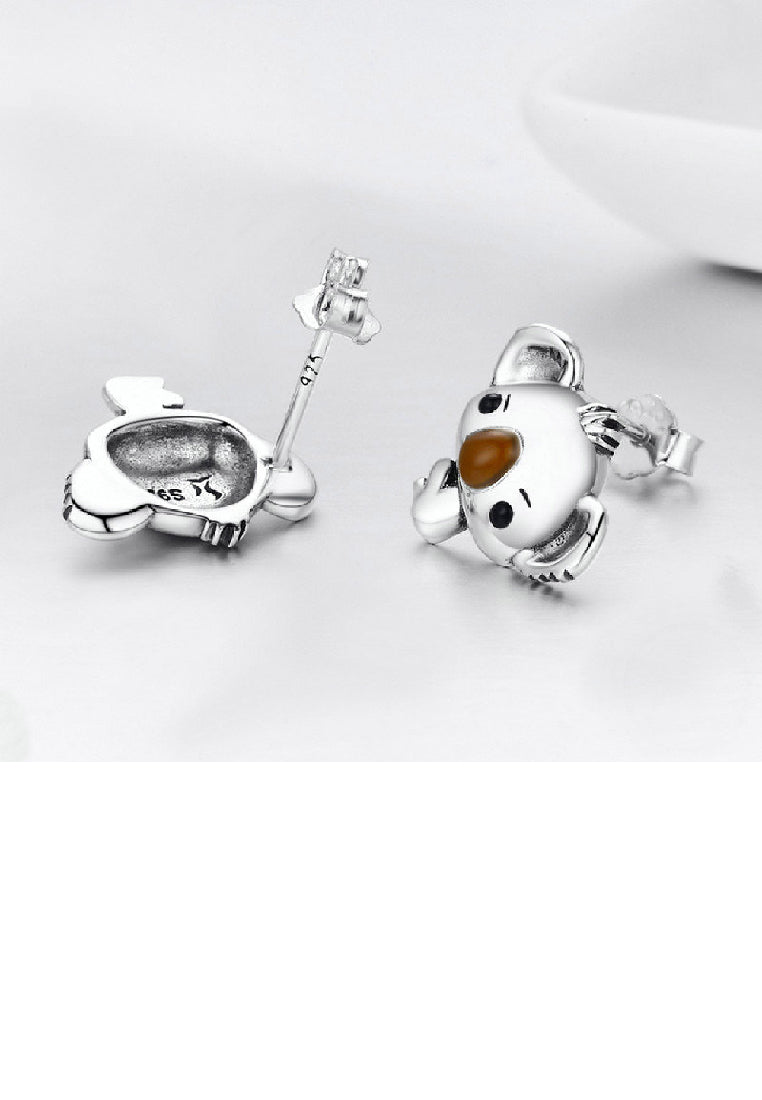 925 Sterling Silver Simple Cute Koala Stud Earrings