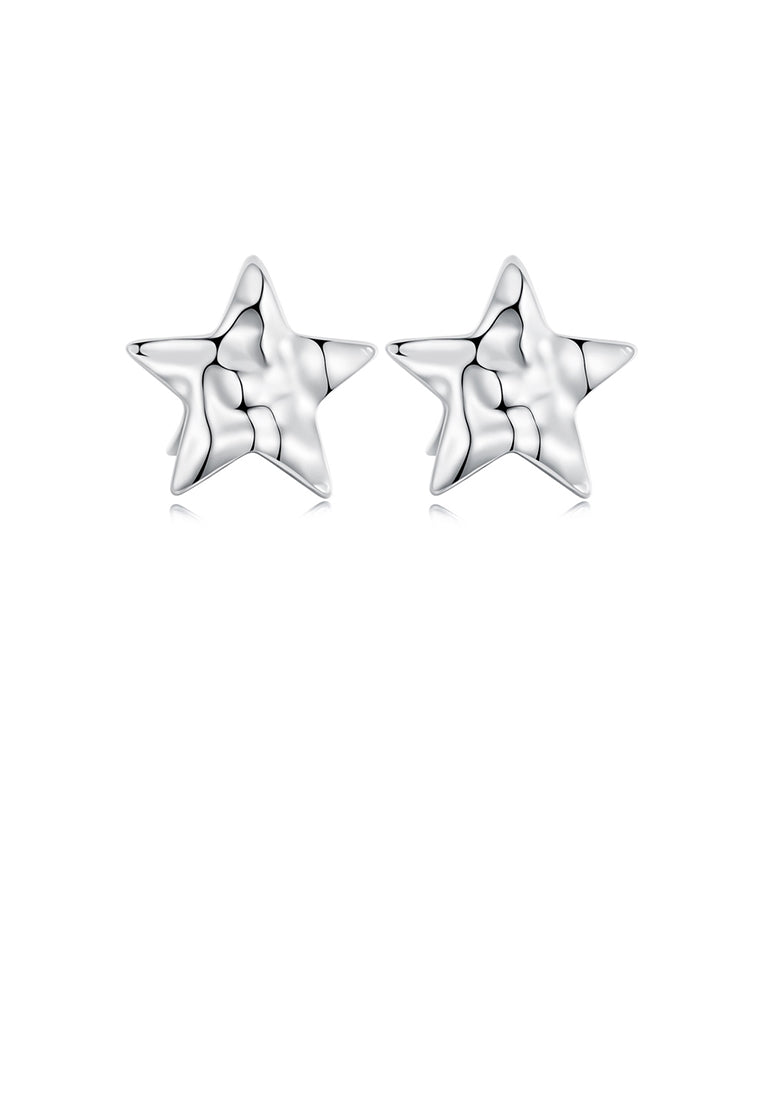 925 Sterling Silver Simple Cute Irregular Pattern Star Stud Earrings