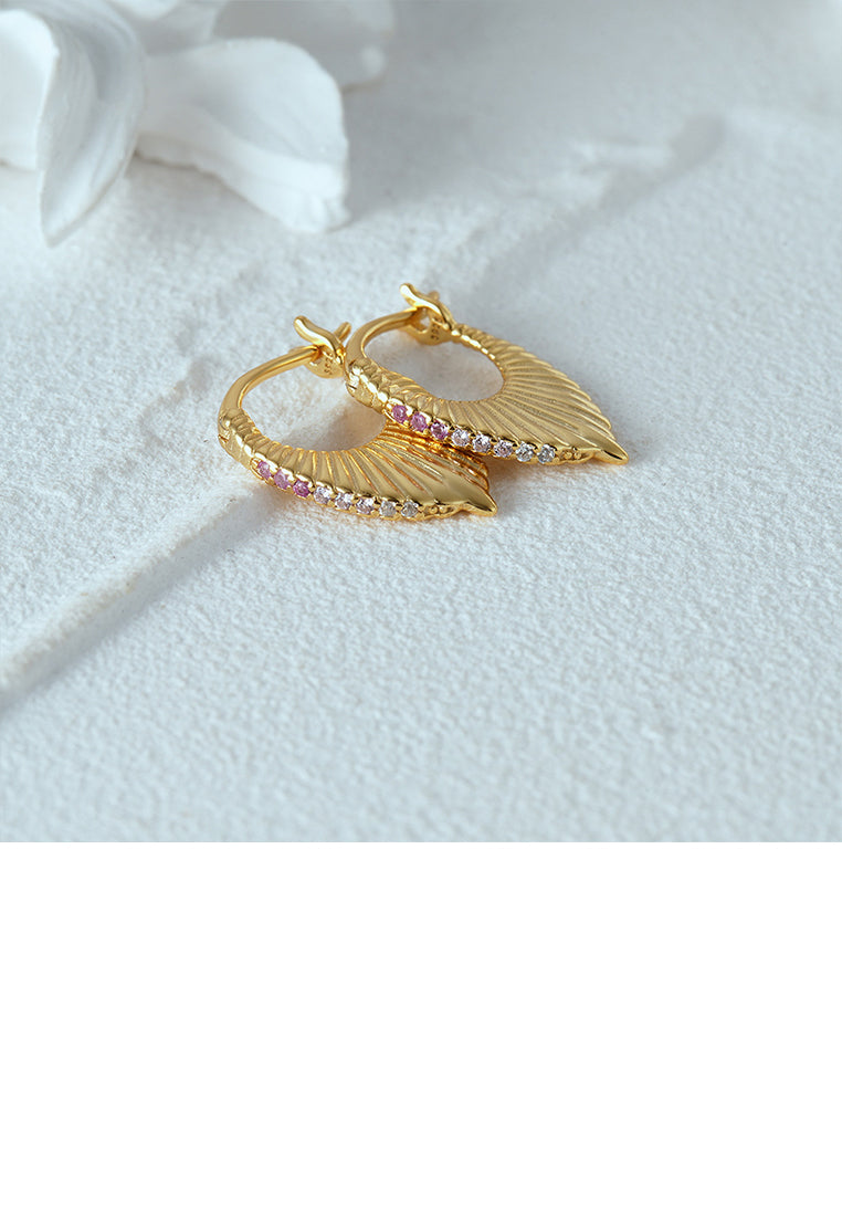 925 Sterling Silver Plated Gold Fashion Temperament Line Pattern Geometric Earrings with Cubic Zirconia - Luxurious Look