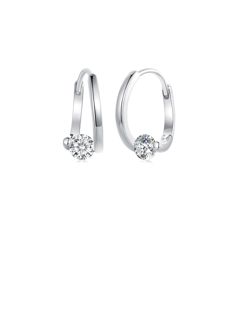925 Sterling Silver Simple Fashion Geometric Earrings with Cubic Zirconia - Luxurious Look