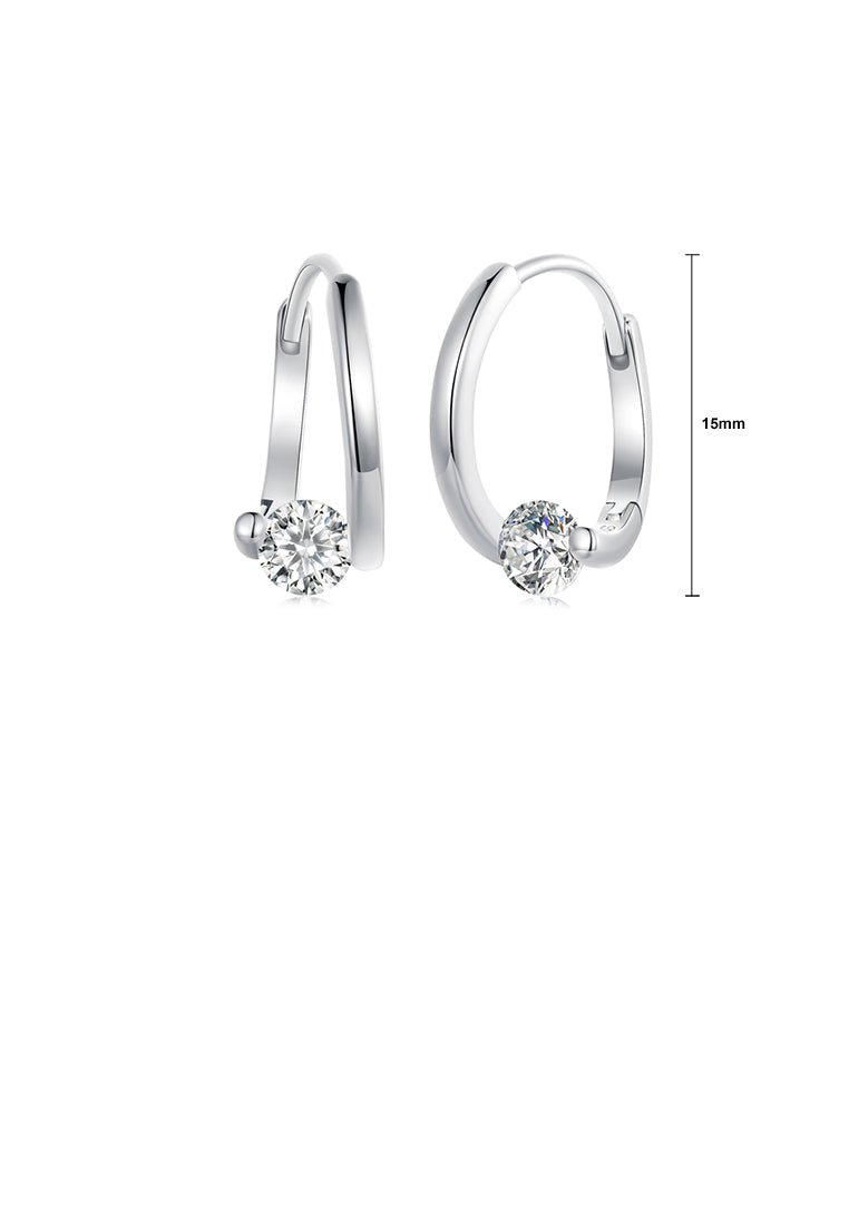 925 Sterling Silver Simple Fashion Geometric Earrings with Cubic Zirconia - Luxurious Look