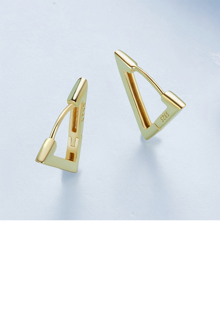 925 Sterling Silver Plated Gold Simple Personalized Triangular Geometric Earrings