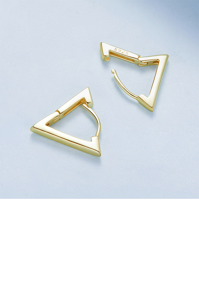 925 Sterling Silver Plated Gold Simple Personalized Triangular Geometric Earrings