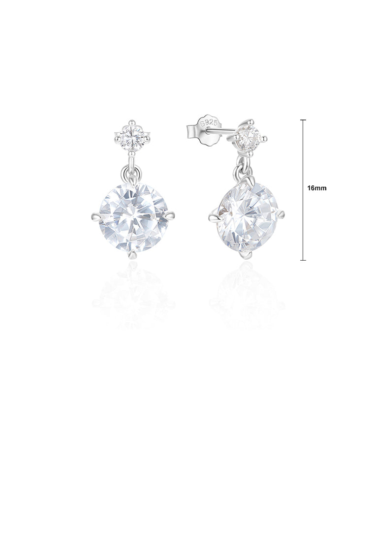 925 Sterling Silver Simple Fashion Geometric Round Stud Earrings with Cubic Zirconia - Luxurious Look