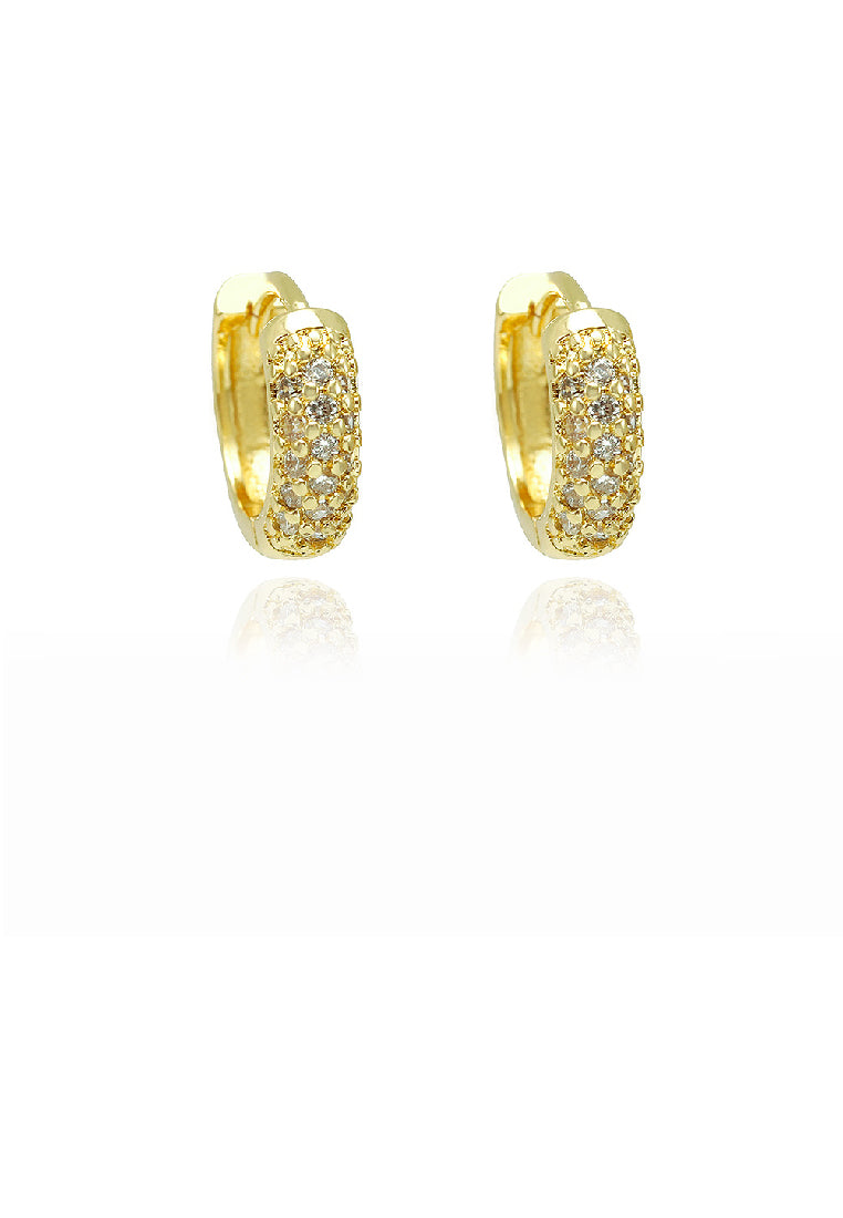 Simple Brilliant Plated Gold U Shape Geometric Earrings with Cubic Zirconia - Luxurious Look