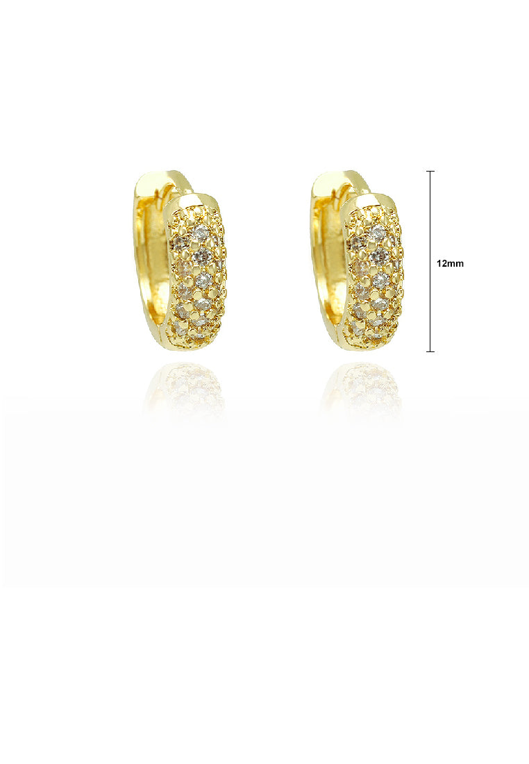 Simple Brilliant Plated Gold U Shape Geometric Earrings with Cubic Zirconia - Luxurious Look