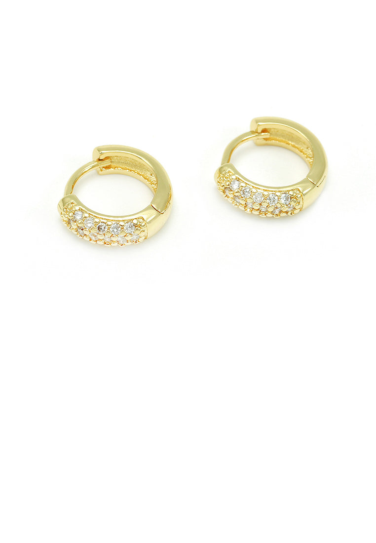 Simple Brilliant Plated Gold U Shape Geometric Earrings with Cubic Zirconia - Luxurious Look
