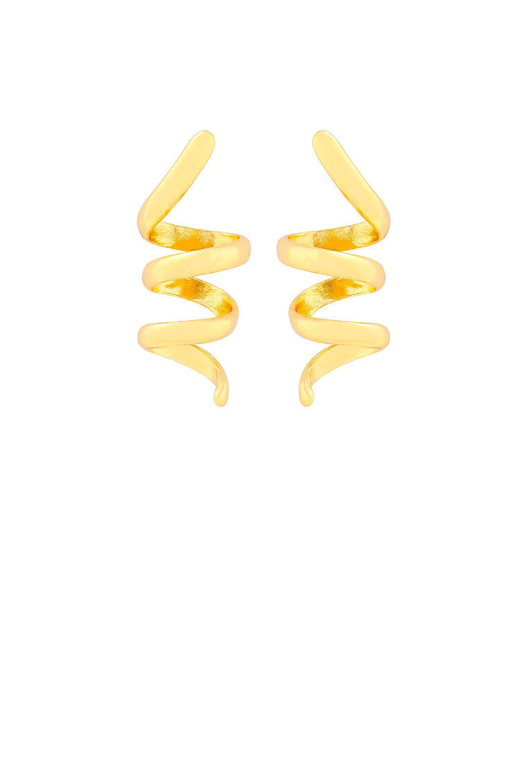Fashion and Simple Plated Gold Spiral Line Geometric Stud Earrings