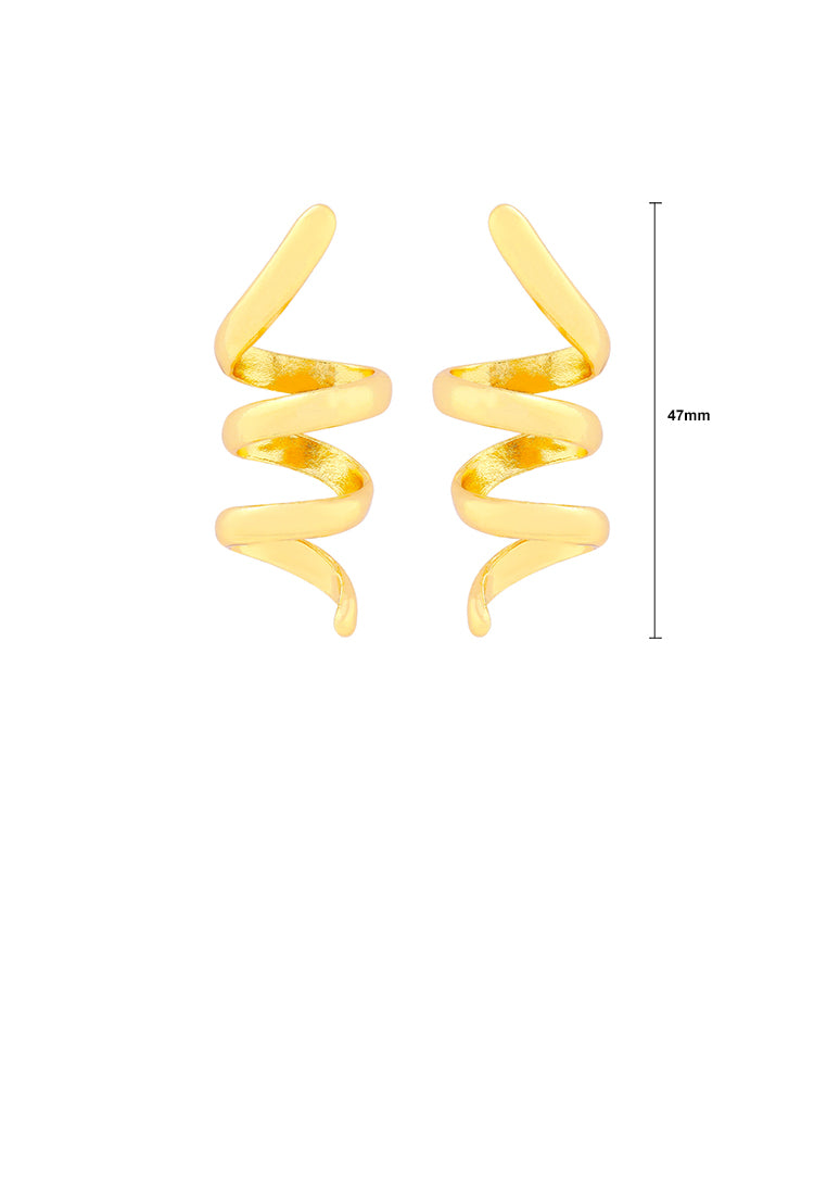 Fashion and Simple Plated Gold Spiral Line Geometric Stud Earrings