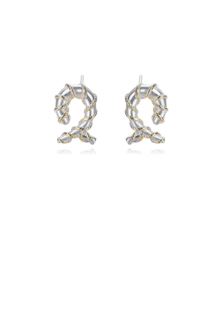 925 Sterling Silver Fashion Simple Braided Geometric Stud Earrings