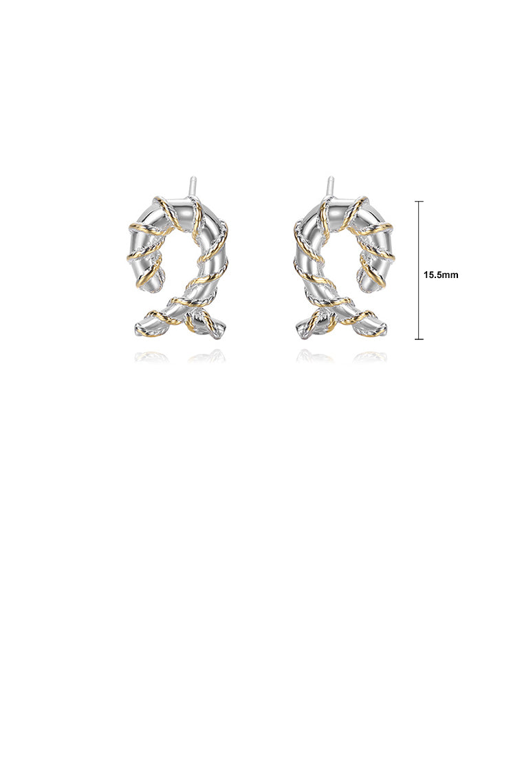 925 Sterling Silver Fashion Simple Braided Geometric Stud Earrings