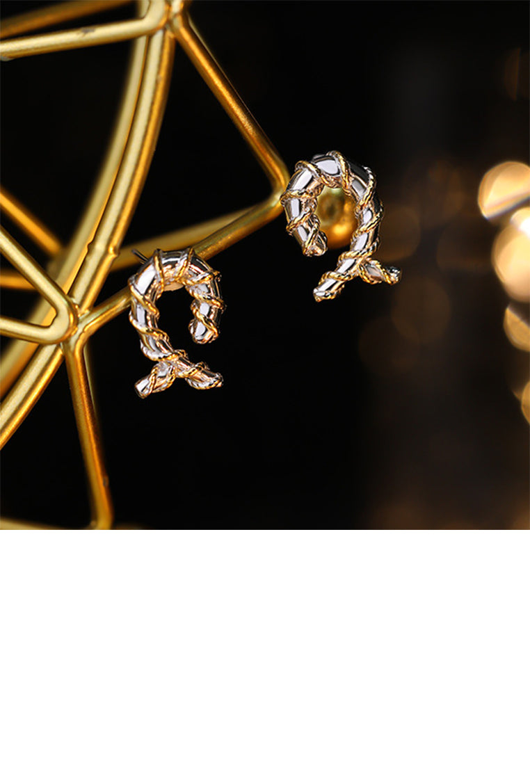 925 Sterling Silver Fashion Simple Braided Geometric Stud Earrings