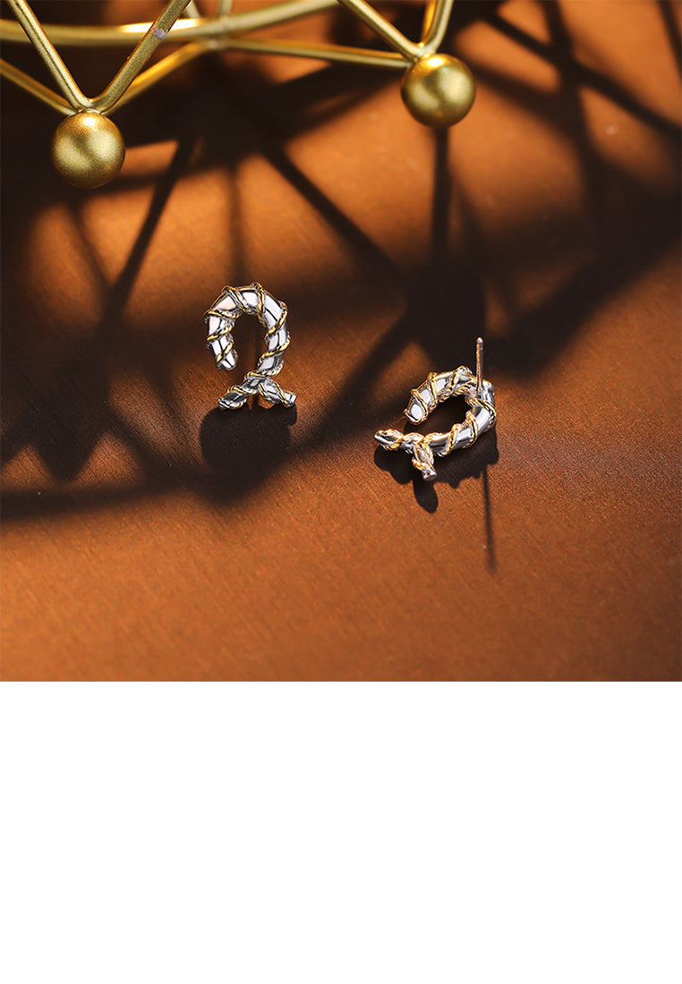 925 Sterling Silver Fashion Simple Braided Geometric Stud Earrings