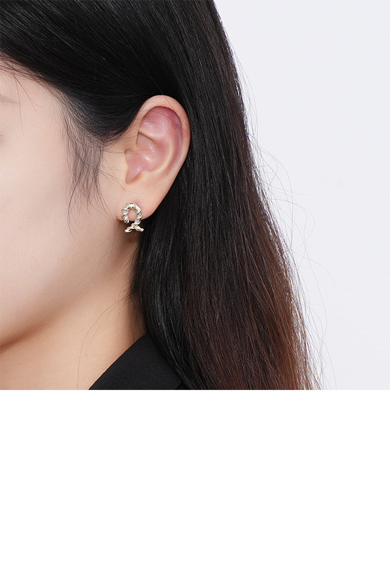 925 Sterling Silver Fashion Simple Braided Geometric Stud Earrings