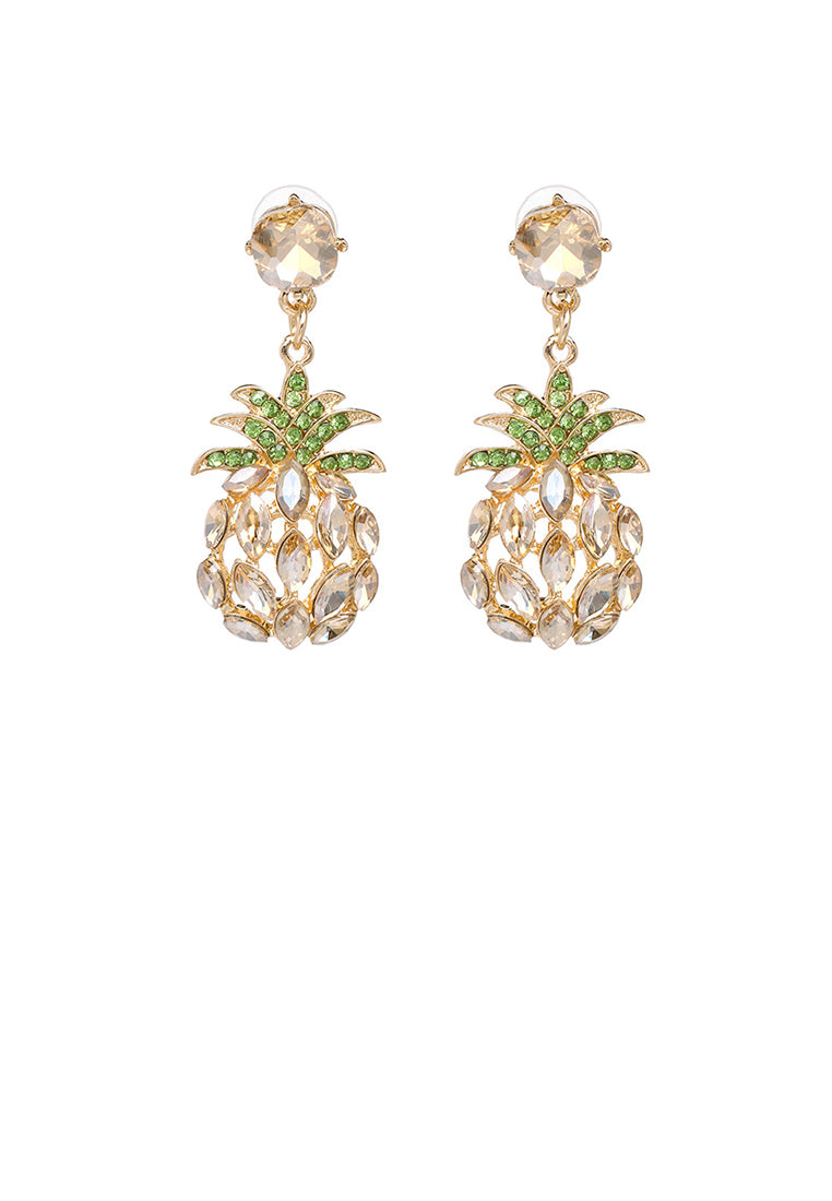 Fashion Sweet Plated Gold Pineapple Earrings with Champagne Cubic Zirconia - Luxurious Look