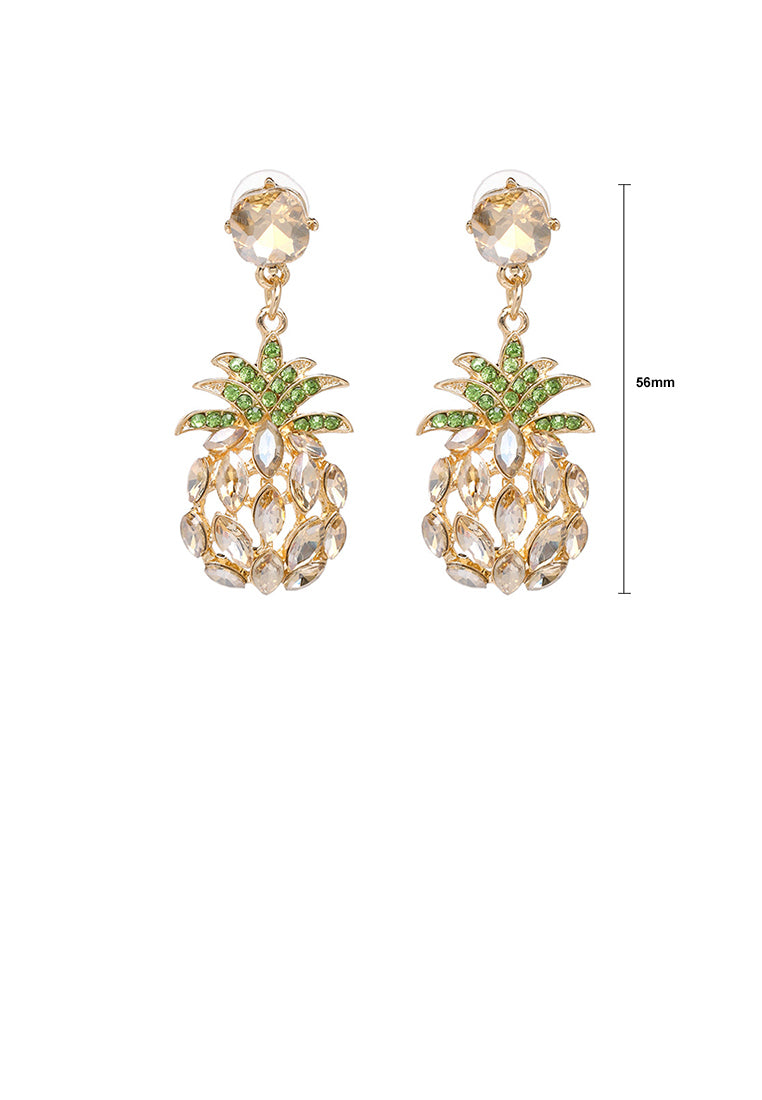 Fashion Sweet Plated Gold Pineapple Earrings with Champagne Cubic Zirconia - Luxurious Look