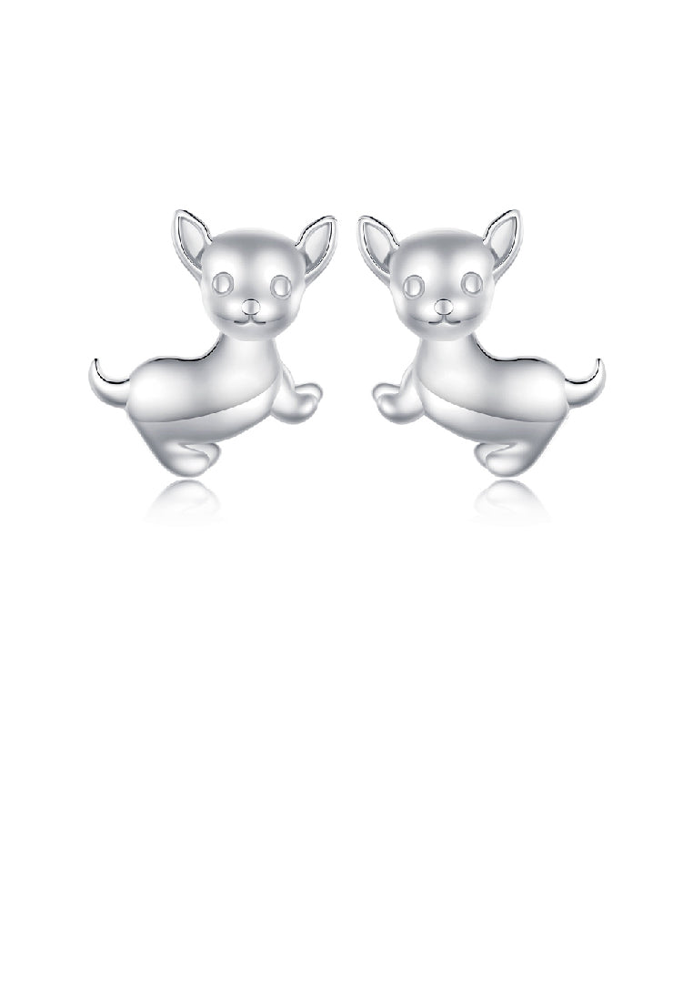 925 Sterling Silver Simple and Cute Chihuahua Puppy Stud Earrings