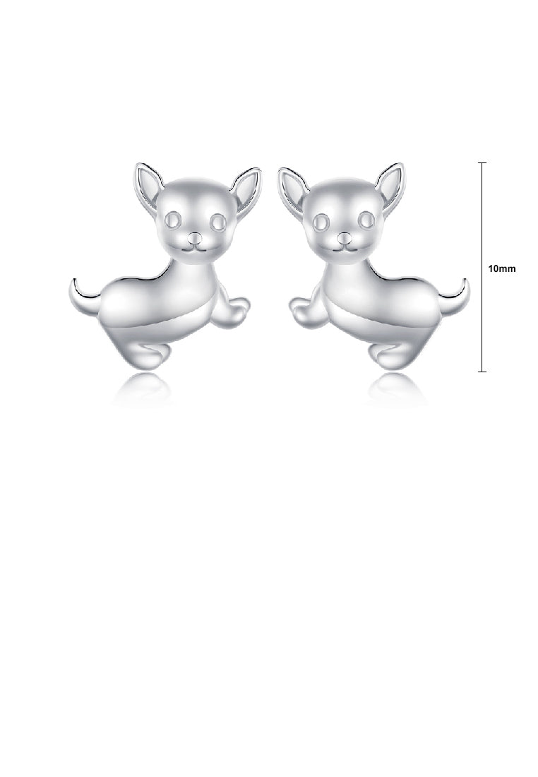 925 Sterling Silver Simple and Cute Chihuahua Puppy Stud Earrings