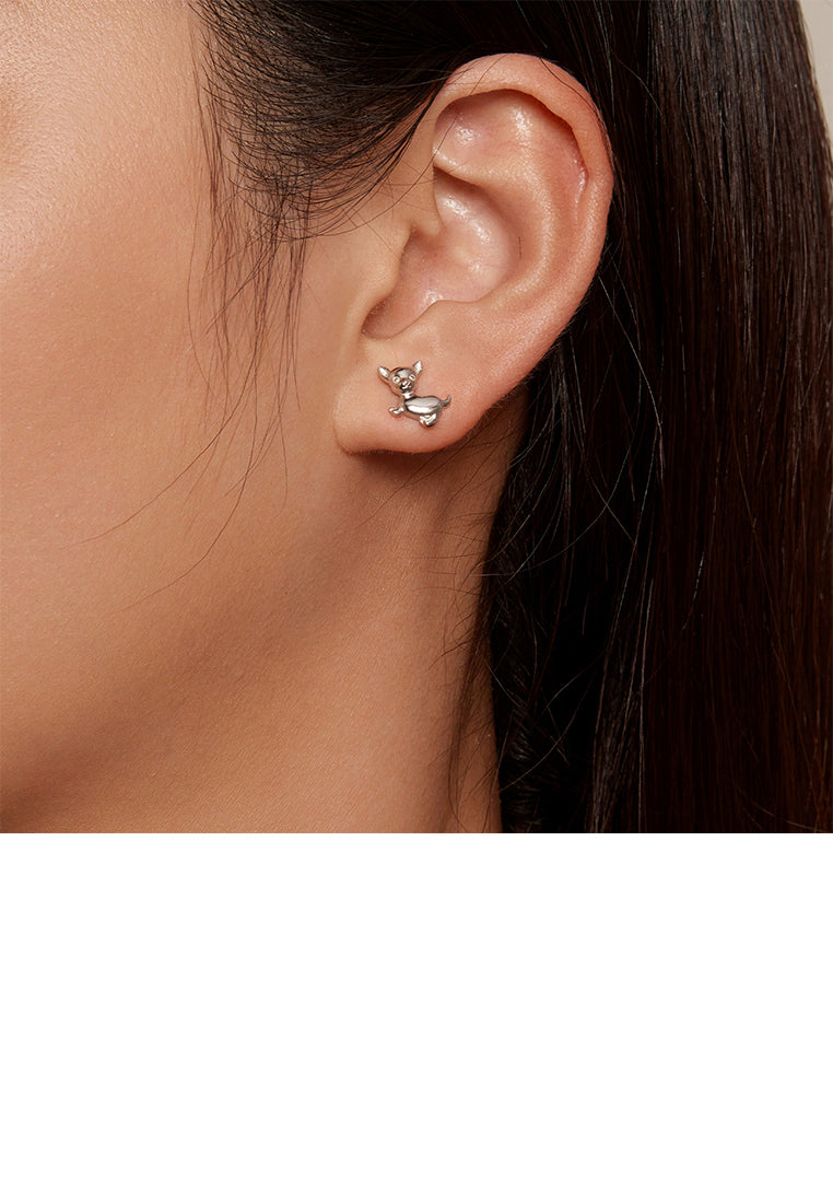 925 Sterling Silver Simple and Cute Chihuahua Puppy Stud Earrings