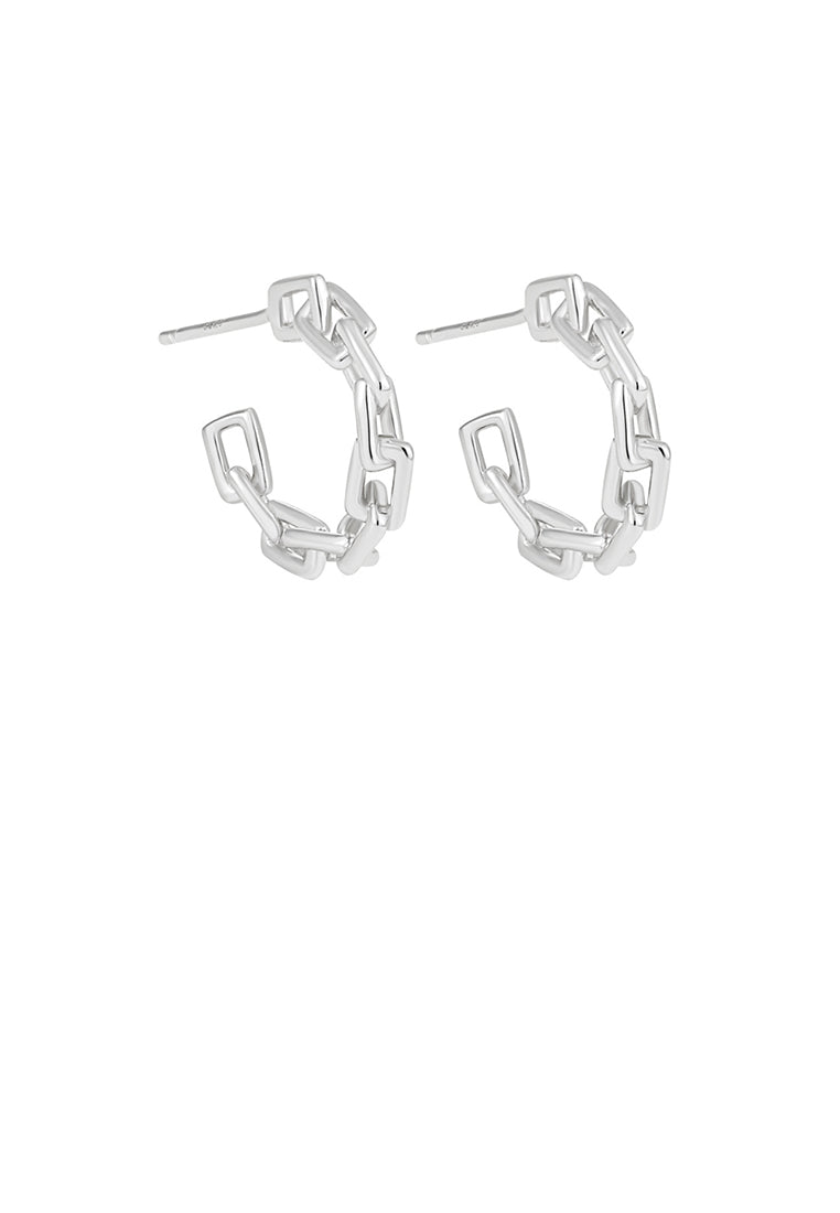925 Sterling Silver Simple Personalized Chain C-shaped Geometric Stud Earrings