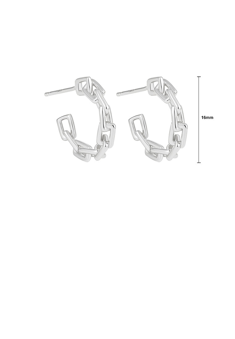 925 Sterling Silver Simple Personalized Chain C-shaped Geometric Stud Earrings