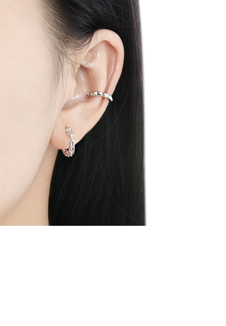 925 Sterling Silver Simple Personalized Chain C-shaped Geometric Stud Earrings