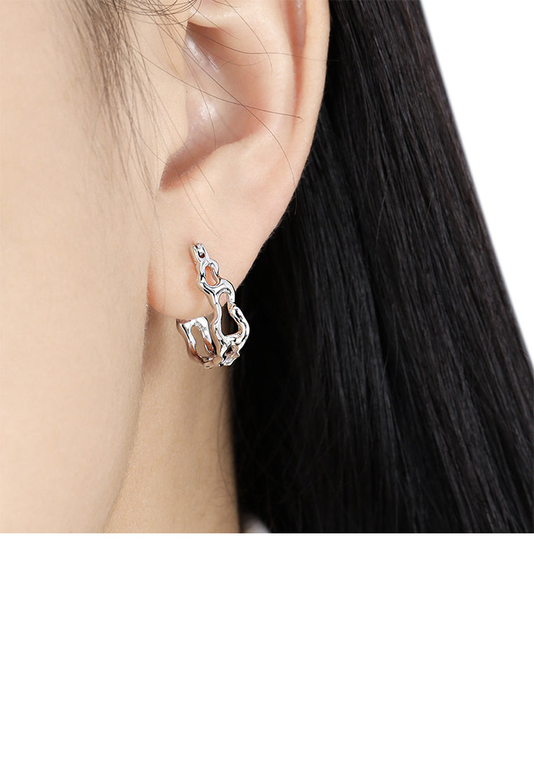 925 Sterling Silver Fashion Simple Irregular Hollow U-shaped Geometric Earrings