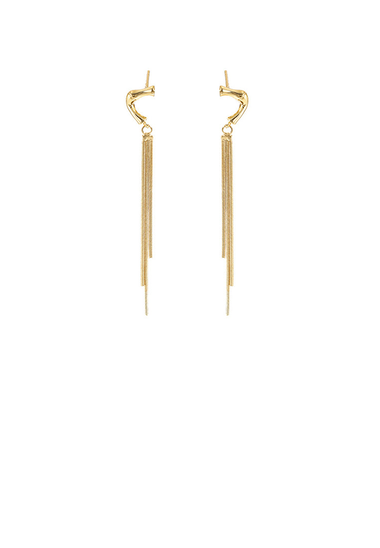 925 Sterling Silver Plated Gold Simple Personality Geometric Tassel Earrings