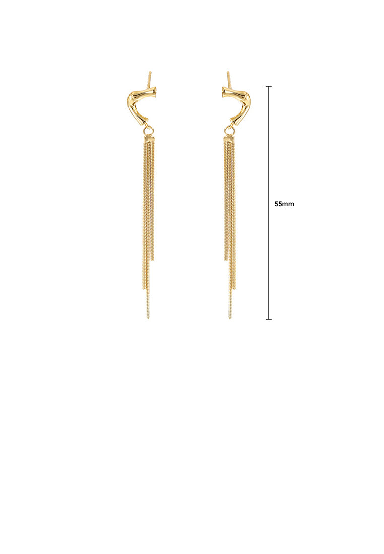 925 Sterling Silver Plated Gold Simple Personality Geometric Tassel Earrings