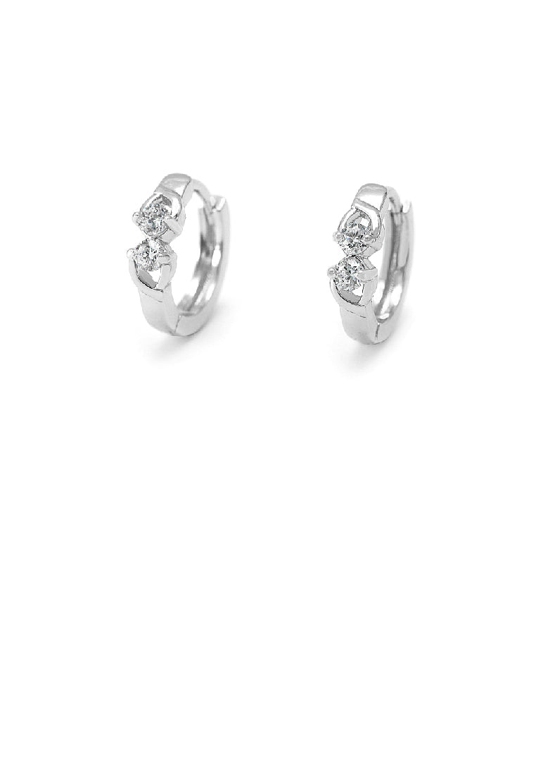 Simple Delicate Geometric Hoop Earrings with Cubic Zirconia - Luxurious Look