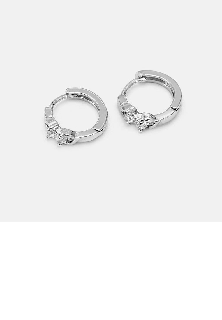 Simple Delicate Geometric Hoop Earrings with Cubic Zirconia - Luxurious Look