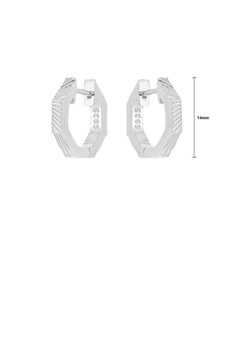 925 Sterling Silver Simple Personalized Vertical Pattern Geometric Polygon Earrings