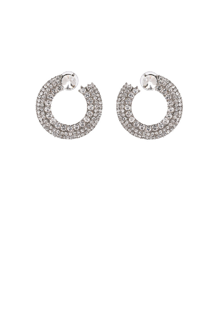 Simple Personality Geometric Circle Stud Earrings with White Cubic Zirconia - Luxurious Look
