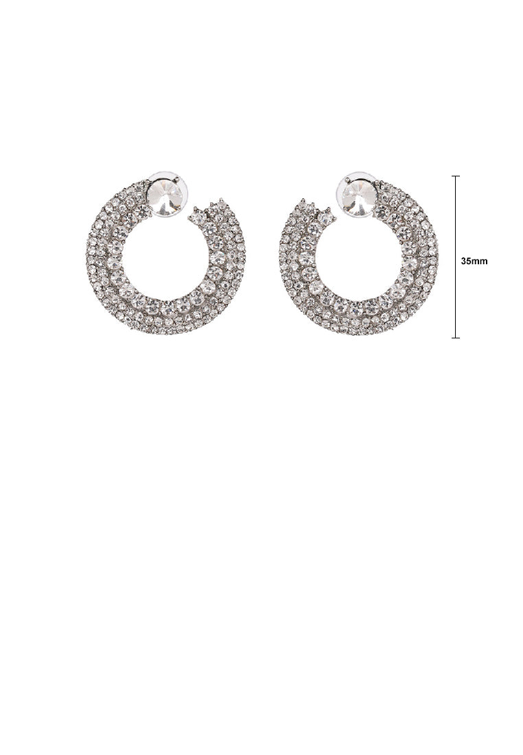 Simple Personality Geometric Circle Stud Earrings with White Cubic Zirconia - Luxurious Look